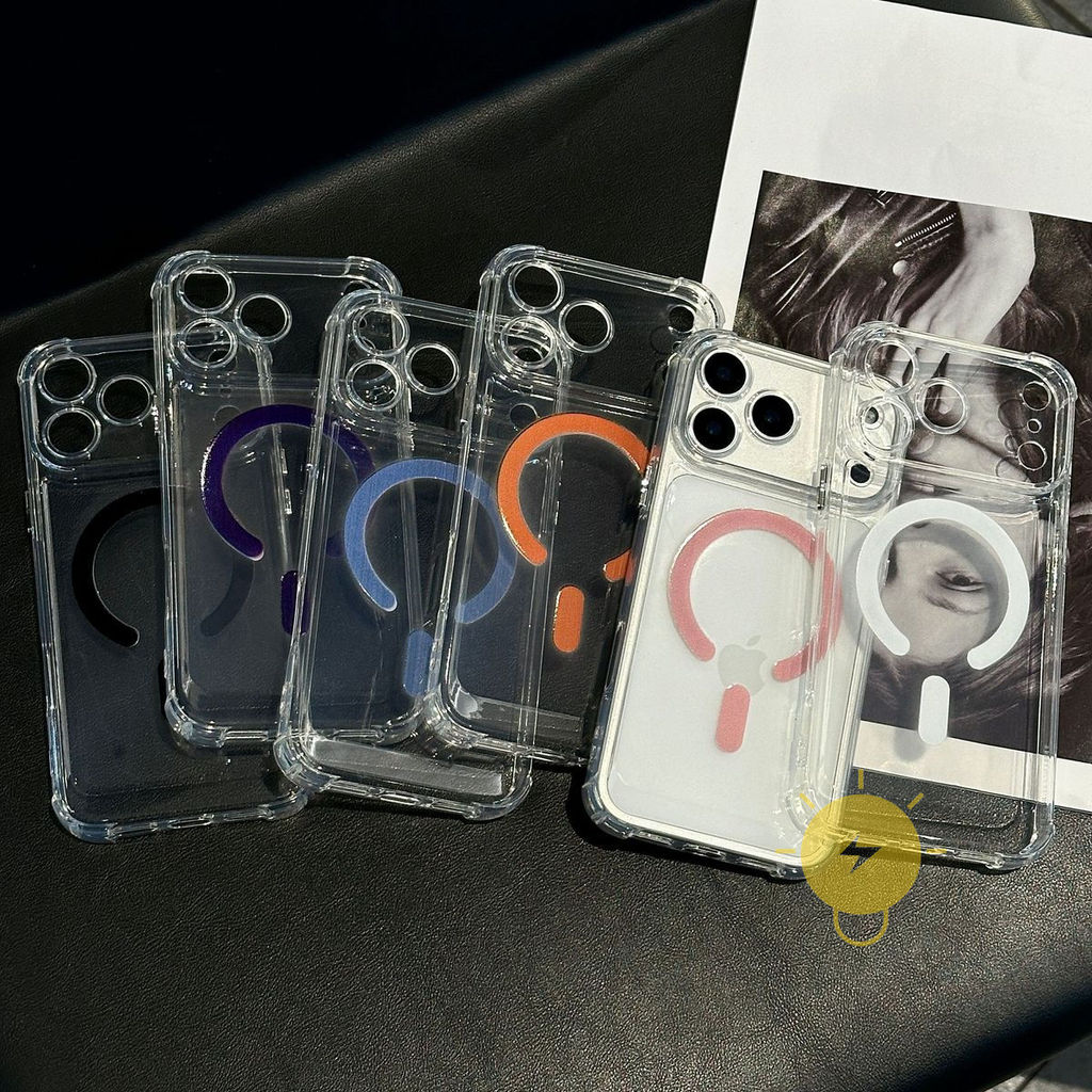 For เคสไอโฟน Magnetic TPU Transparent Shockproof Plating Arc เคส Phone Case For iPhone 17 Pro Max Pl