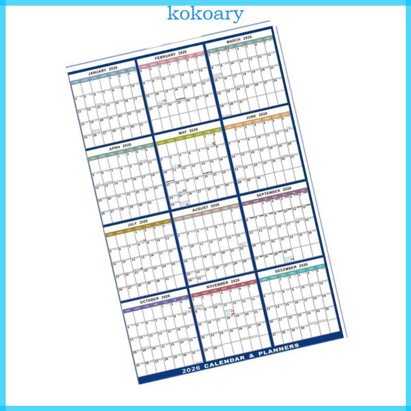 KOK 2026 Wall Calendar Planner 2026 Full Year to View ปฏิทิน Erasable Wall Planner Family Home Organ