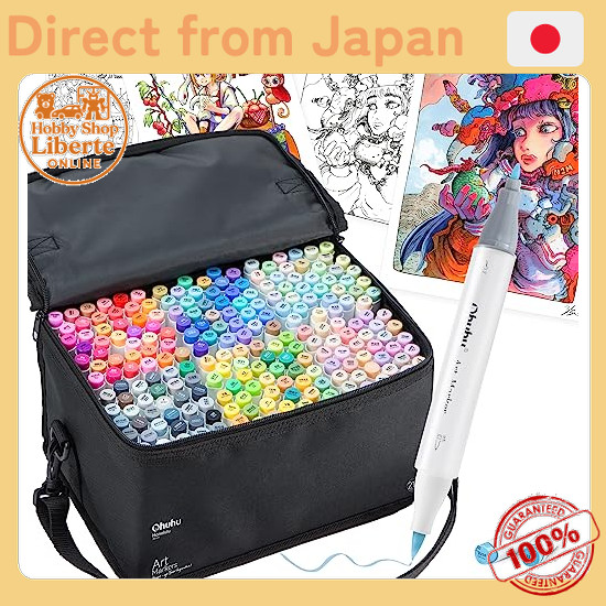 [Direct Japan]  Ohuhu marker pen, brush type, 217 markers in 216 colors, professional use, pastel, i