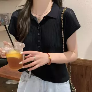 Red Berryเสื้อโปโลถักแขนสั้นสำหรับผู้หญิง เนื้อผ้ายืดหยุ่น สวมใส่สบาย ไม่ยับ มีให้เลือกหลายสี 88035