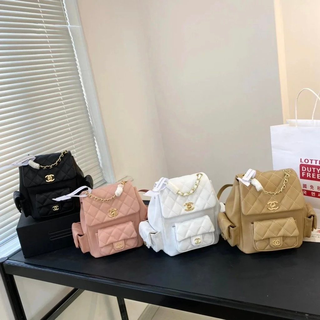 23K New Style Lychee Grain Cowhide Black Gold Pocket duma Backpack