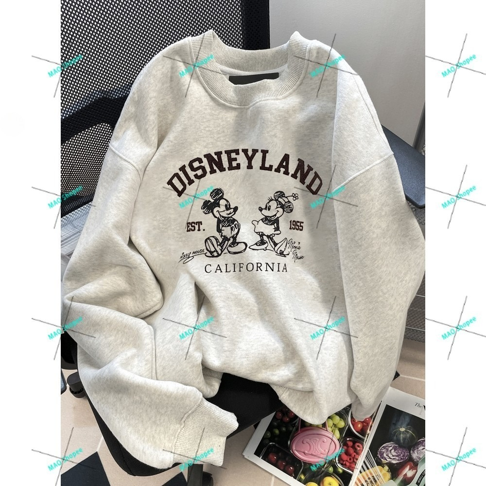 COD✅ (จัดส่งในกรุงเทพฯ) MAO Shop  การ์ตูนมิกกี้คอกลมเสื้อกันหนาวผู้หญิงฤดูใบไม้ร่วงและฤดูหนาวขนแกะหนาด้านบน