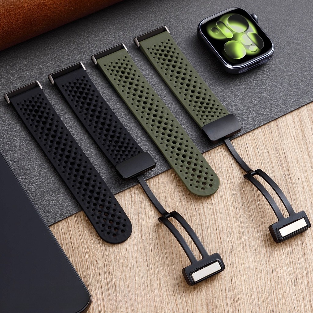 การออกแบบรูซิลิโคนสําหรับนาฬิกา Huawei Fit4Pro/Fit3,แม่เหล็กน้ําหนักเบาสําหรับRedmi Watch 6 5 4,22 มม.สร้อยข้อมือ