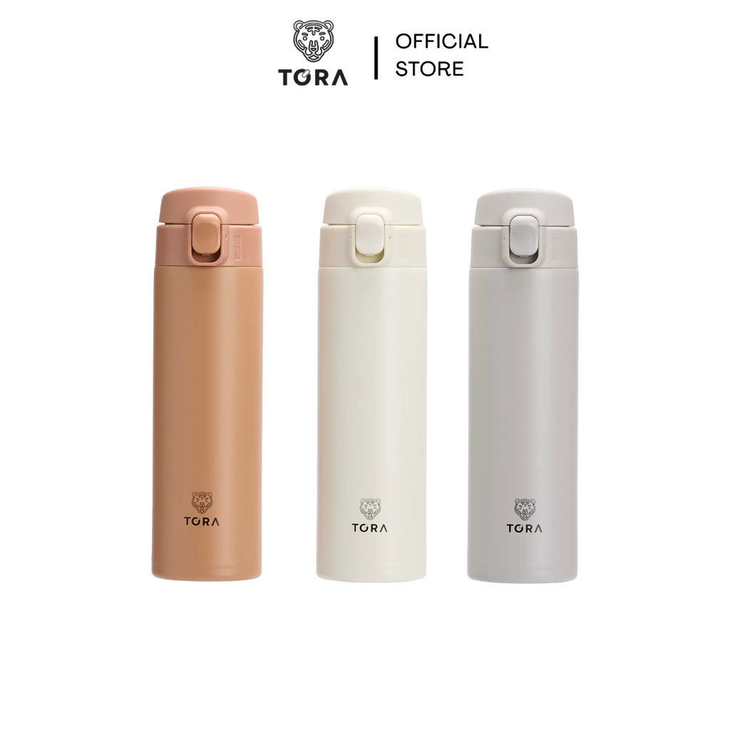 Tora กระบอกน้ำสุญญากาศ สแตนเลส เก็บความร้อนเย็น พร้อมฝาแบบกด รุ่น AW25 ความจุ 450 มล.