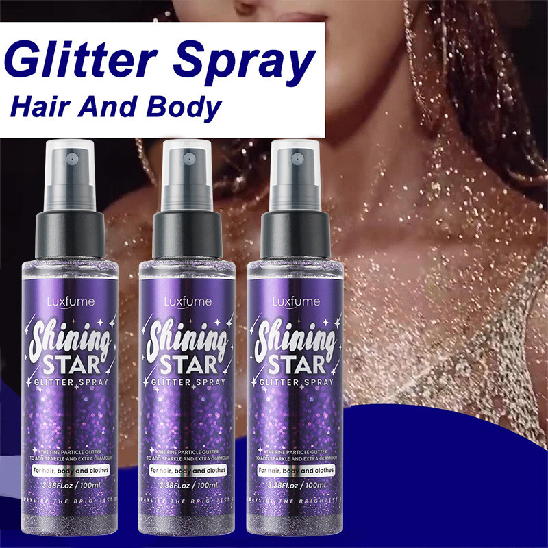 Glitter Spray Body Facial Hair Glitter Spray Shiny Fine Glitter Purple 100ml