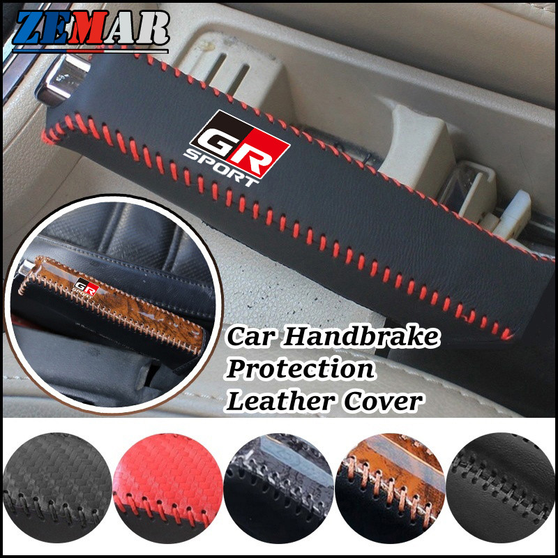 Toyota GR สากล ฝาป้องกันเบรคมือรถยนต์ หนังรถยนต์ฝาครอบตกแต่งแขนเบรคมือ อุปกรณ์เสริมภายในรถยนต์ GR 86 Yaris Corolla Cross Altis Supra CHR Wish bZ4X Vios Sienta Avanza
