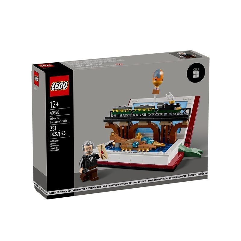 LEGO เครื่องบิน LEGO Lego 40690 Series Tribute to Jule Verne Building Block ของเล่นของขวัญเพื่อการศึ