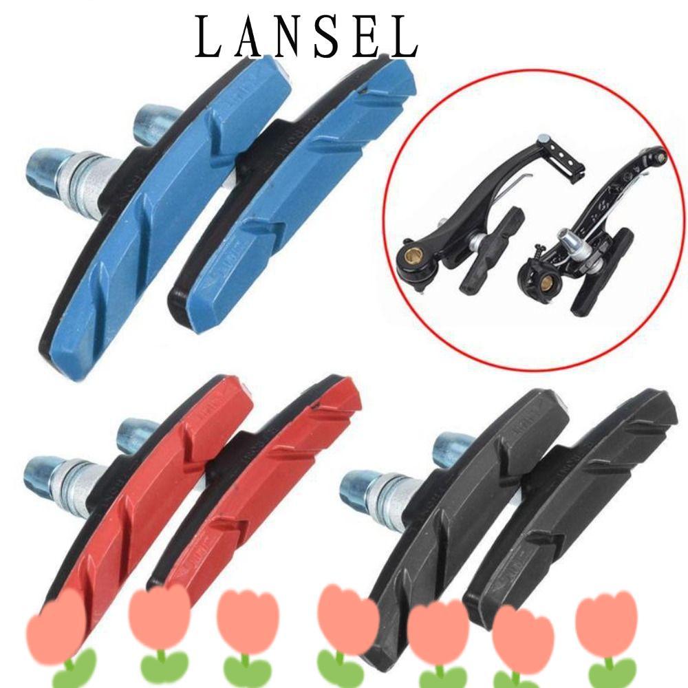 LANSEL1 1 คู่จักรยาน V Braking Pads,ทนทาน 3 สีจักรยานเบรคเงียบ,เบรคระบบยาง + โลหะยาวนานขี่จักรยาน V ผู้ถือเบรค Pads ขี่อุปกรณ์