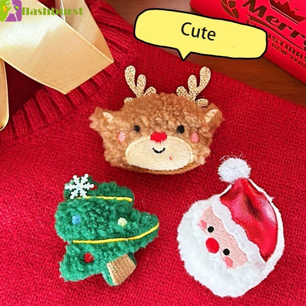 FLASHBURST เข็มกลัดตุ๊กตาคริสต์มาส, Snowman Tree Santa Tree เข็มกลัด, Handmade Santa แฟชั่นน่ารัก Snowman Plush Pin ของขวัญปีใหม่
