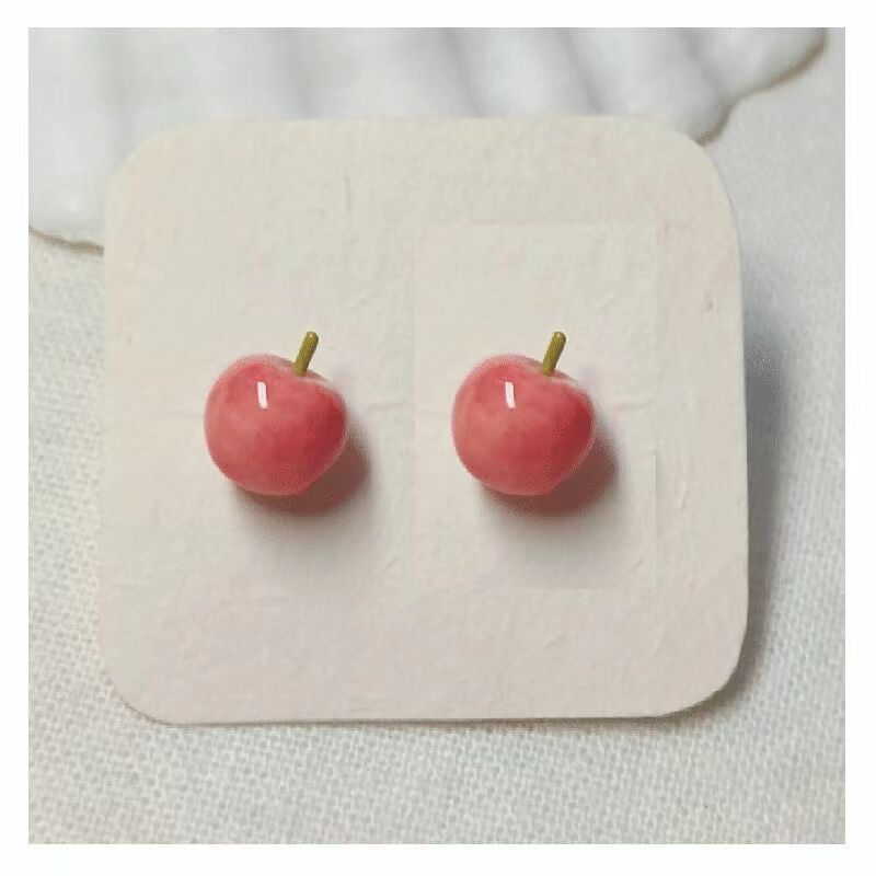 New Product#2024New Classic Earrings Apple Cherry Studs Niche Design Cute Sweet Elegant Versatile ins Wind10Y