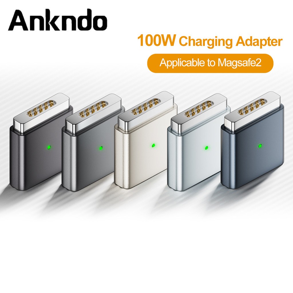 Ankndo 100W Type-C ถึง Mgsafe 2 Charing อะแดปเตอร์ขั้วต่อแม่เหล็กสําหรับ (Mac)Book Pro/Air