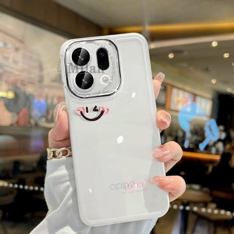 สําหรับ OPPO ค้นหา X9 X9S กรณี OPPO ค้นหา X9 Pro กรณี TPU โปร่งใส Soft Shell หน้ายิ้มและหัวใจออกแบบกันกระแทกป้องกันกรณีพร้อมเลนส์ป้องกัน