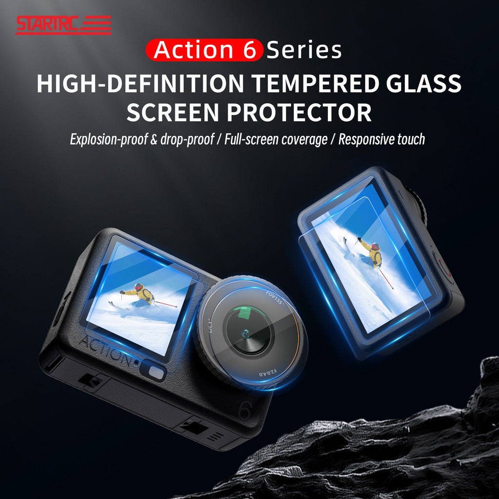 สําหรับ DJI Action6 ฟิล์มนิรภัย HD ป้องกันรอยขีดข่วนป้องกันการระเบิดฟิล์มป้องกันกล้องกีฬาอุปกรณ์เสริม
