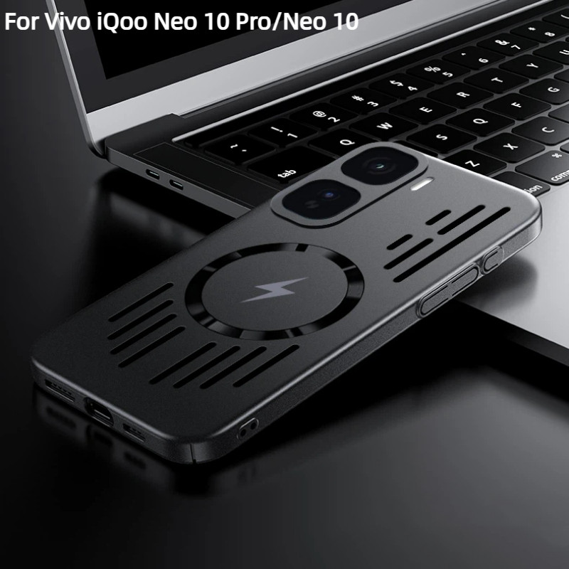 Thin & Light สีเมทัลลิคกระจายความร้อนแม่เหล็กดูดเคสโทรศัพท์สําหรับ Vivo iQoo Neo 10 Pro Neo10 ปลอกปกแข็ง
