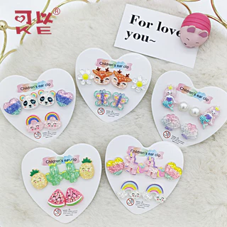 ต่างหูเด็ก เซต 3 คู่ แบบแม่เหล็กหนีบ ลายน่ารัก พร้อมส่งจากไทย