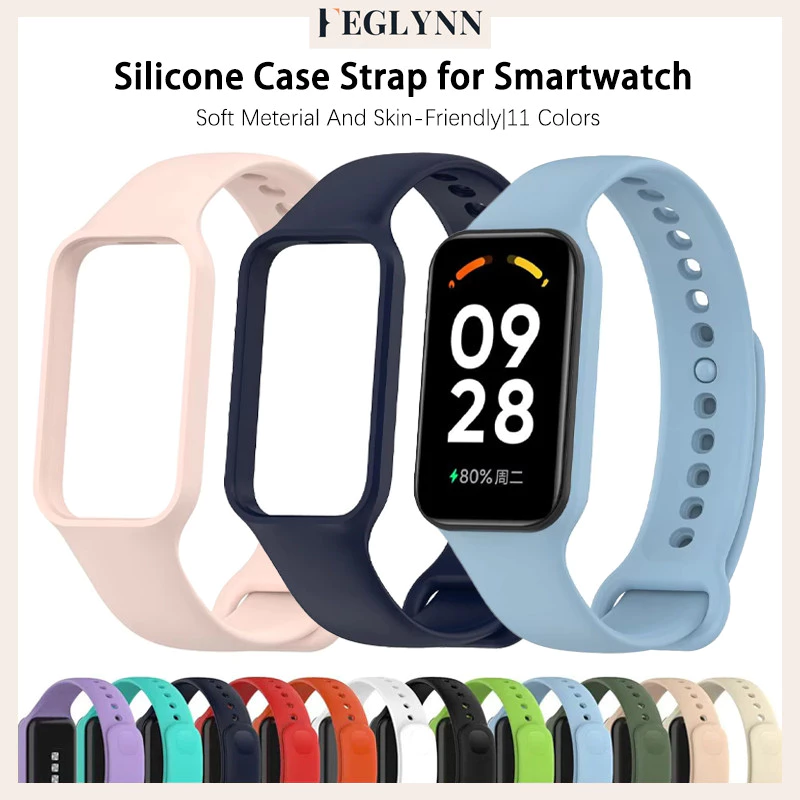 สายรัดกรณีซิลิโคน for Xiaomi Redmi Band 2 /Xiaomi Smart Band 8 Active กีฬากันน้ำฝาครอบยางสายรัดข้อมืออุปกรณ์เสริม