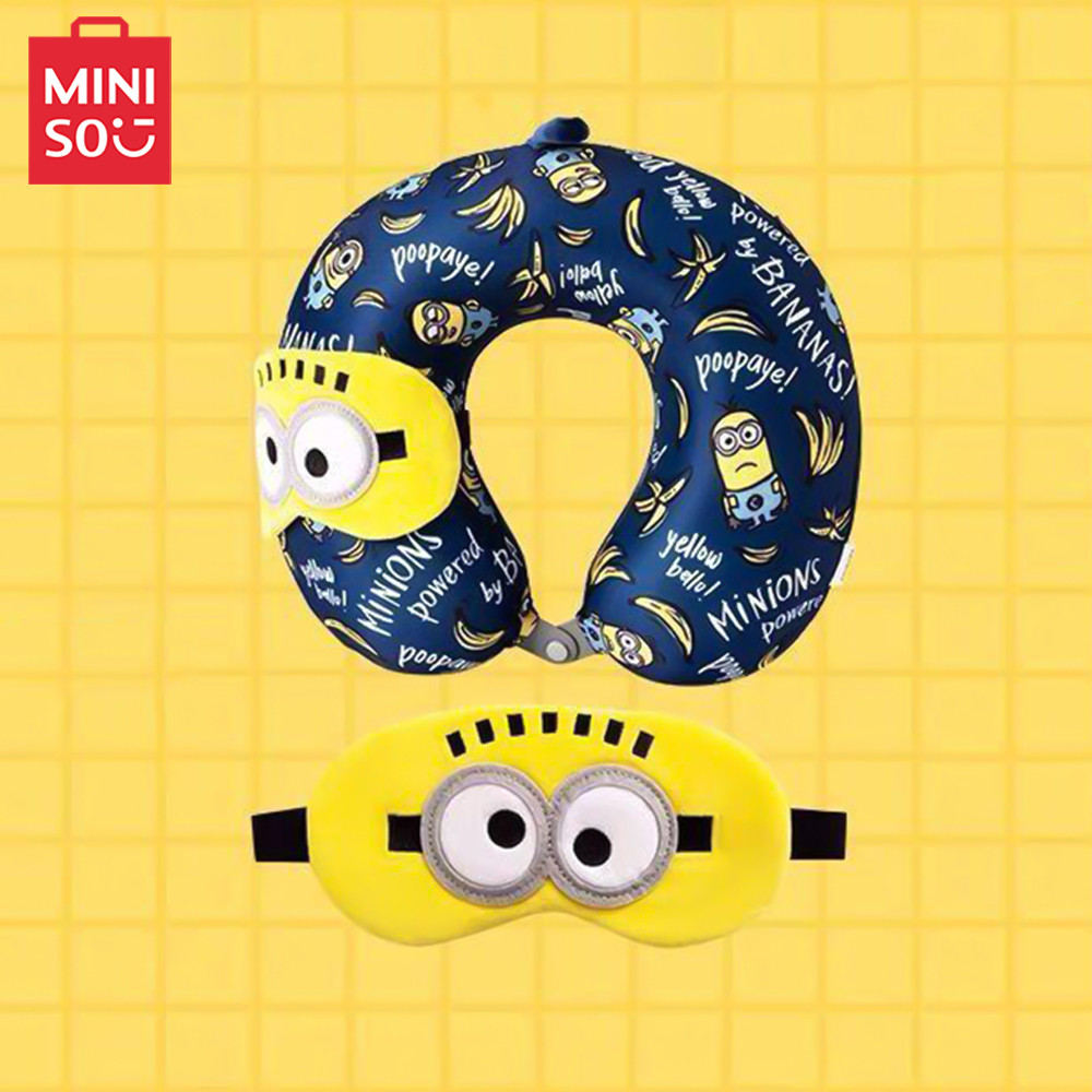 หมอนรองคอ หมอนรองหลัง MINISO MINISO MINISO Minions Memory Foam หมอนรูปตัว U Plush Eye Mask Set หมอนร