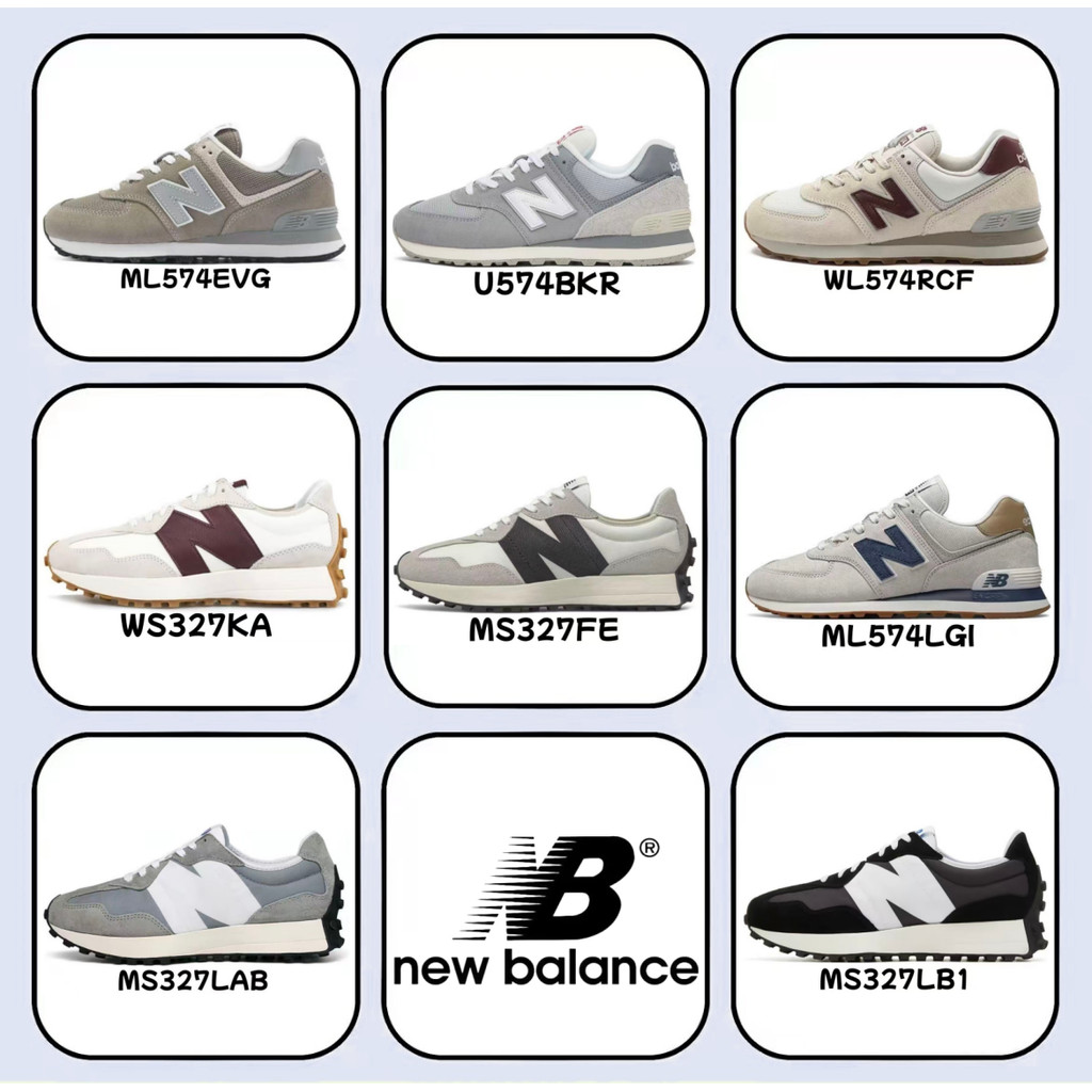 💝ของแท้% 100💝 New Balance 327 574 ML574LGI สีขาว สีดำ สีเทา สีแดง สีน้ำเงิน