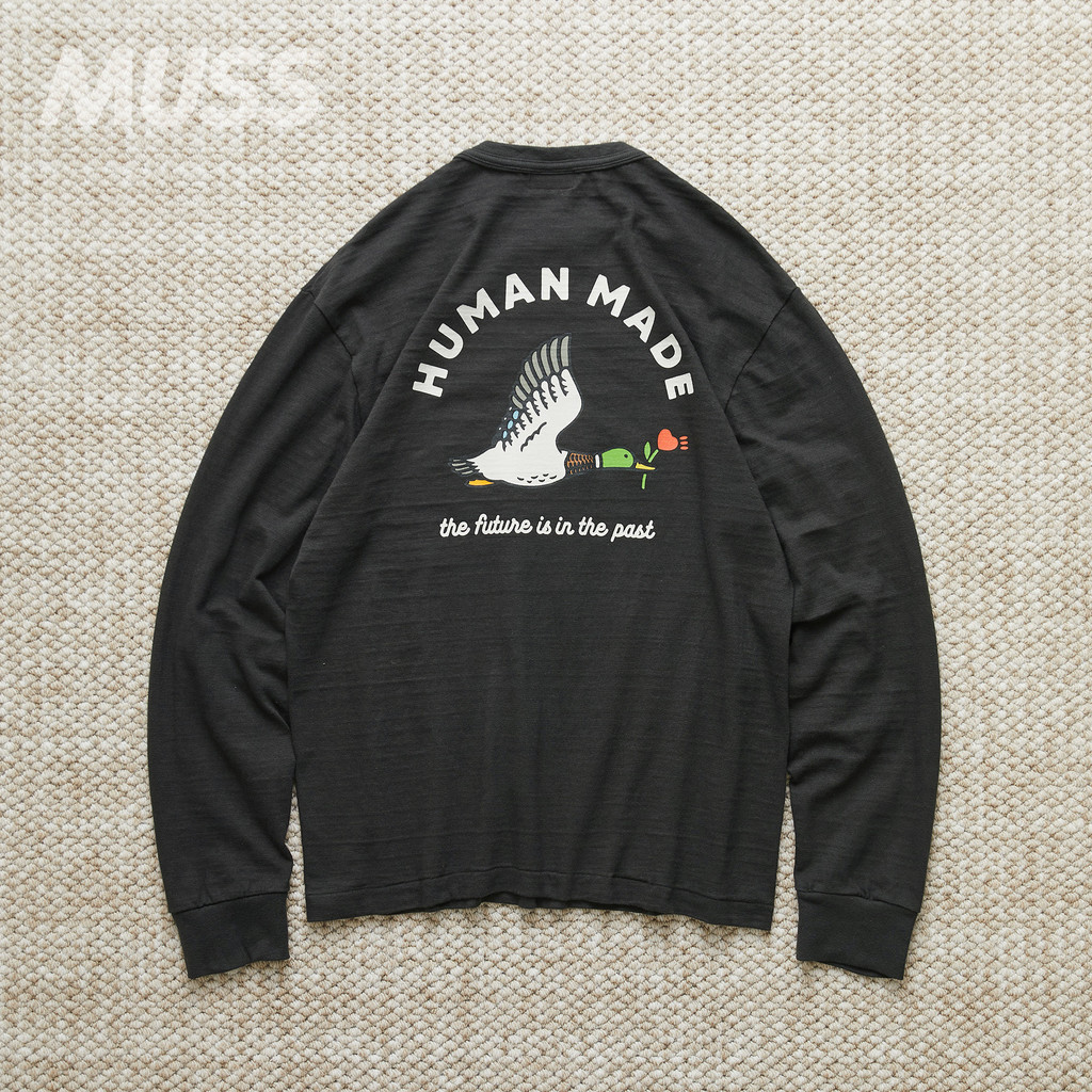 เสื้อฮัลฟ์ซีวาย HUMAN MA GRAPH แขนยาว unisex ทำจากผ้าฝ้าย 100%