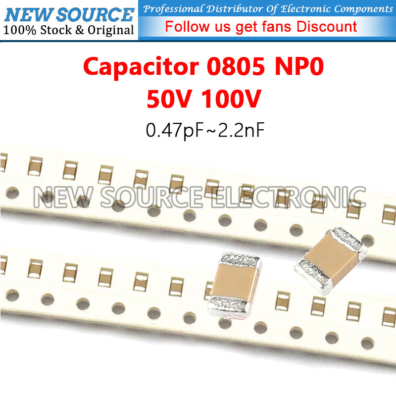 [20 ชิ้น] 0805 SMD 50V 100V NP0 ตัวเก็บประจุ 0.47pF 2.2nF 1pF 1.8pF 2.7pF 3.3pF 6.8pF 10pF 22pF 33pF