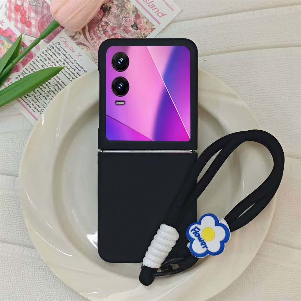 InsหรูหราสีดําสีMatteเคสโทรศัพท์ดอกไม้สําหรับInfinix Zero Flip Tecno Phantom V Flip2 5Gกันกระแทก