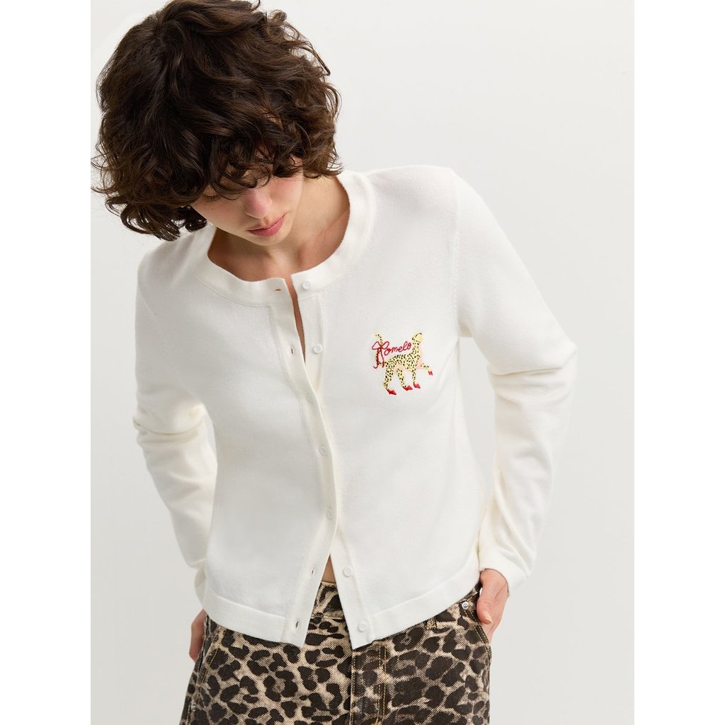 [Pomelo] เสื้อคาร์ดิแกนปักลาย / Embroidered Cardigan