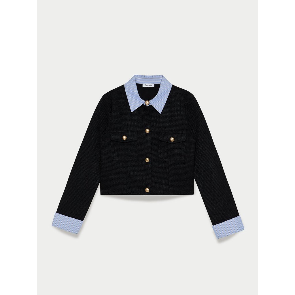 [Pomelo] เสื้อแจ็คเก็ตผ้าทวีตทรงครอป / Cropped Tweed Jacket