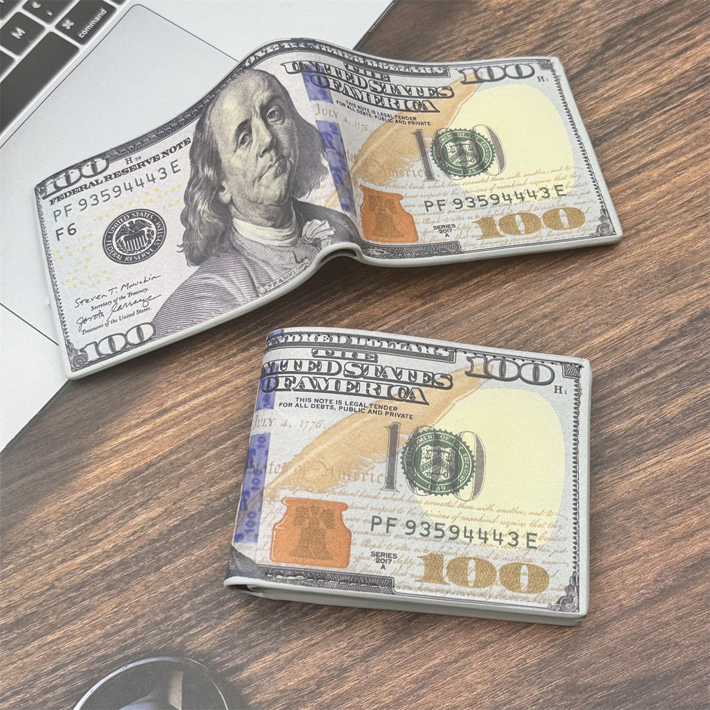 Hot Sale#New Men's Dollar Wallet Large Capacity Retro Printed Dollar Creative Money Clip Hot Item In
