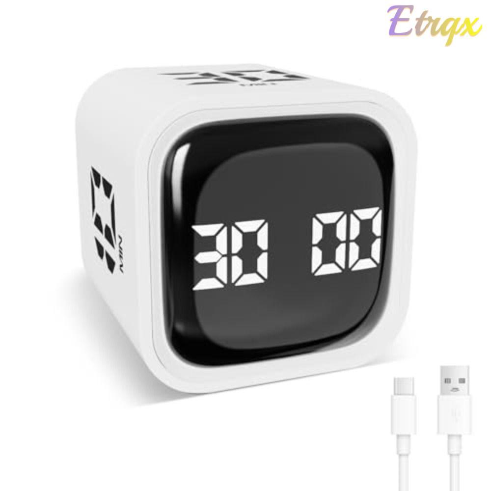 ETRQX Digital Cube Timer, 3 Volume Adjustable Gravity Sensing Pomodoro Timer, 5/10/30/60min การหมุนจ