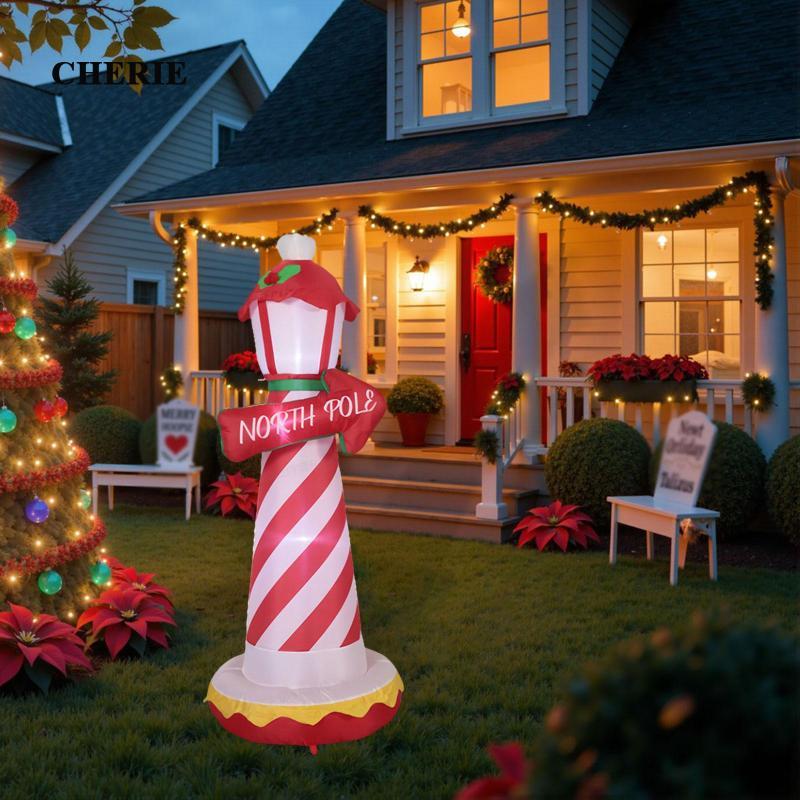 [Cheerie] คริสต์มาส Inflatable North Pole Lighthouse Lighted Xmas Lighthouse พร้อมไฟแสดงสูง 70.87 นิ