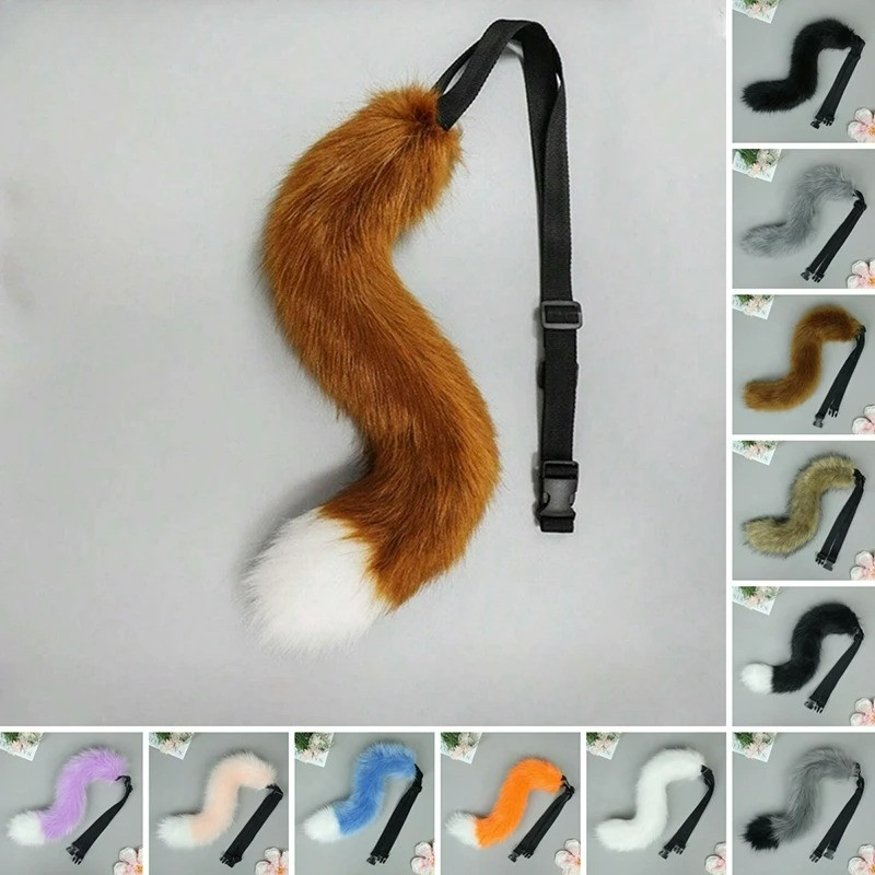 หางปลอมขนเฟิร์นขนาด 55 ซม. สไตล์อนิเมะ สำหรับคอสเพลย์และเครื่องแต่งกาย Furry Fox หมาป่าหรือสุนัข