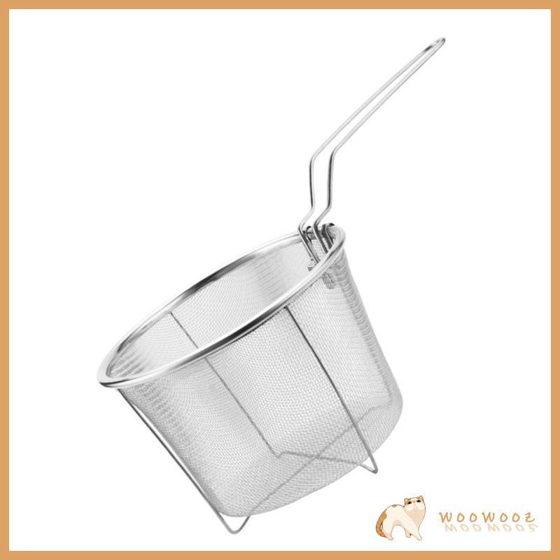 WOW Deep Round Fryer Wire Mesh French Chip ตะกร้าทอด 201 สแตนเลสเฟรนช์ฟรายเสิร์ฟตะกร้ากรอง Ha