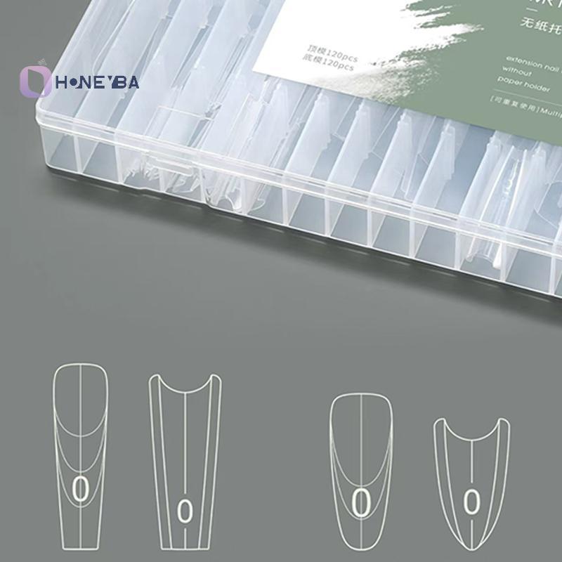 <Honeyby> 240 ชิ้น/กล่องแซนวิช Dual Nail Forms Extensions Dual Forms Coffin Almond Nail Forms Rapid 