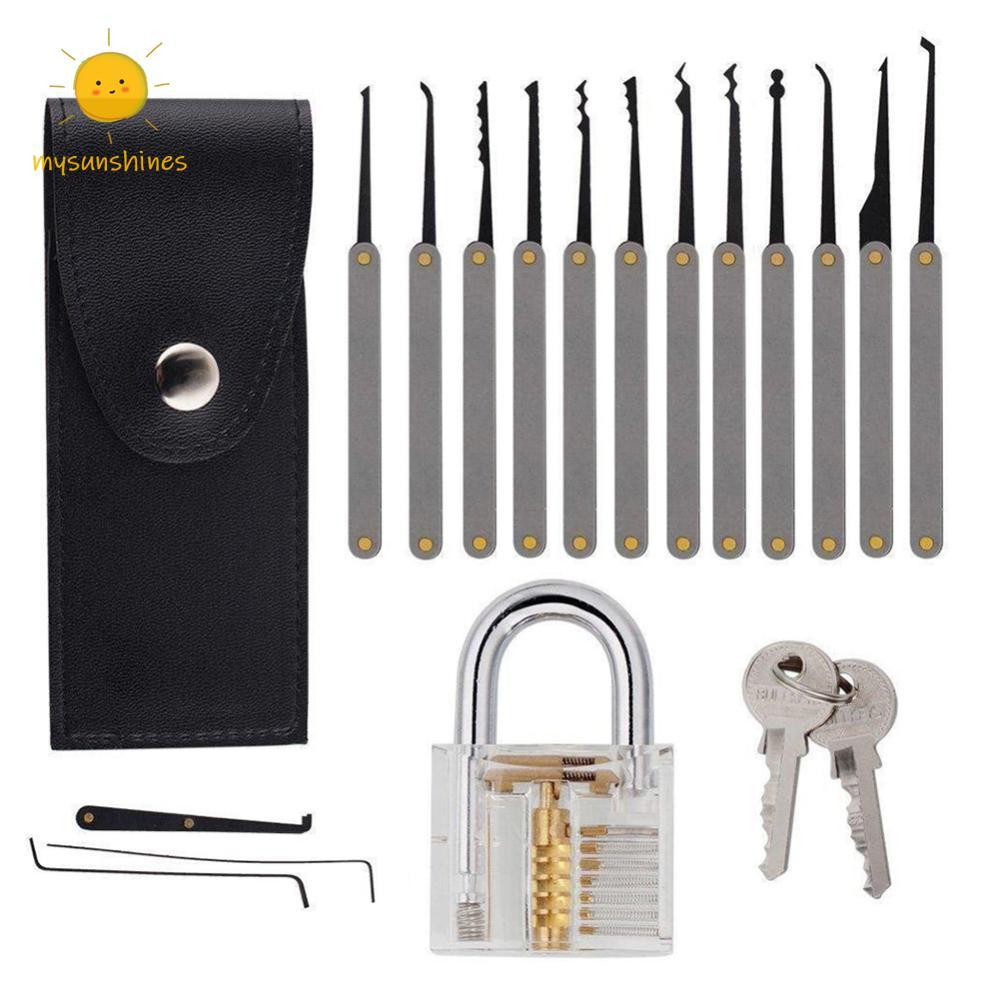 ☀MS 17pcs Lock Pick Padlock Picking Training Practice Professional ปลดล็อคล็อค Pick เครื่องมือสําหรั