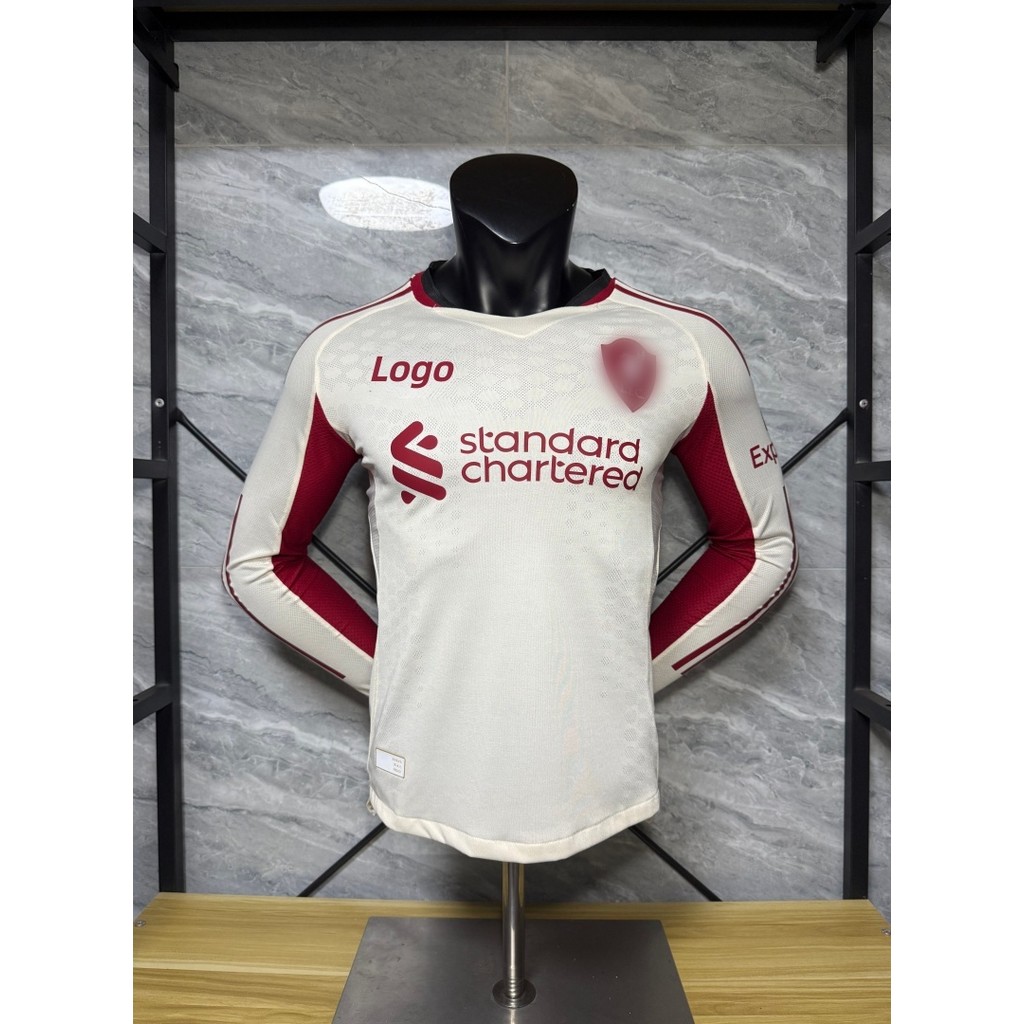 Liver Pool Player 2025/26 เสื้อยืดเสื้อฟุตบอลแขนยาวทีมเยือนสําหรับผู้ชายพร้อม #11 ม.สลาห์