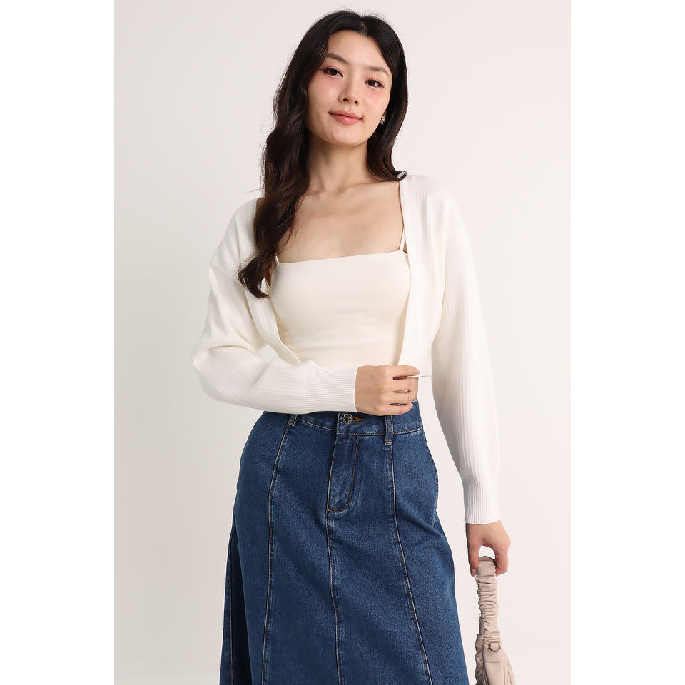 SARINA BATWING KNIT CARDIGAN IN WHITE