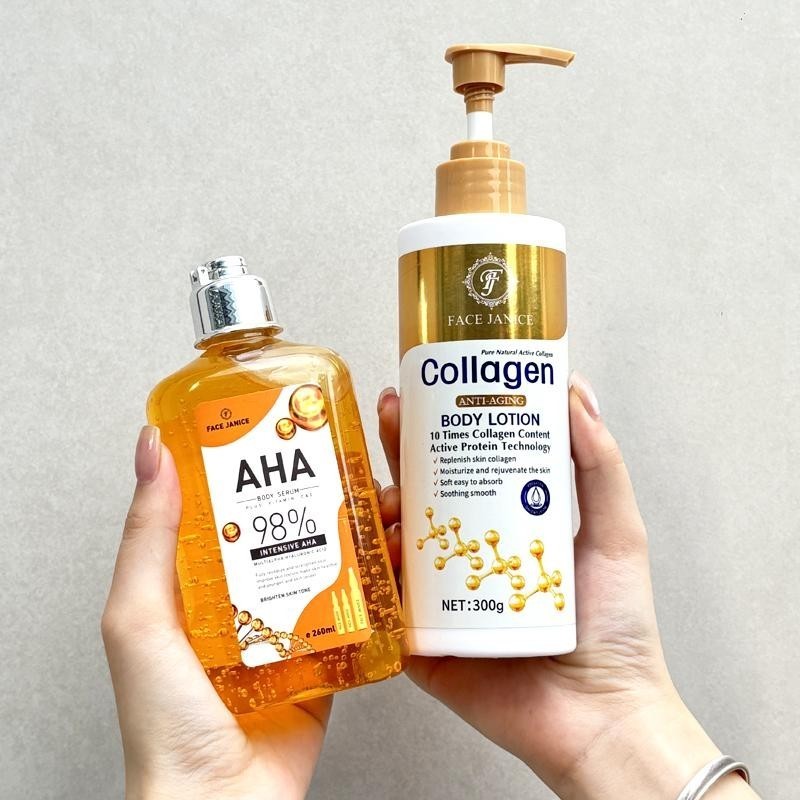 AHA Body Serum 98%+ คอลลาเจนให้ความชุ่มชื้นผิวน้ำนมอ่อนโยนไม่ระคายเคืองไวท์เทนนิ่ง