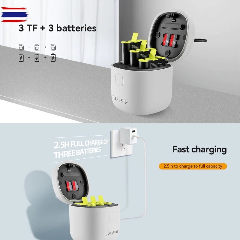 Telesin Allin Box Portable Storage Charger with Batteries for GoPro Hero 12/11/10/9 ที่ชาร์จแ๊ตเตอรี