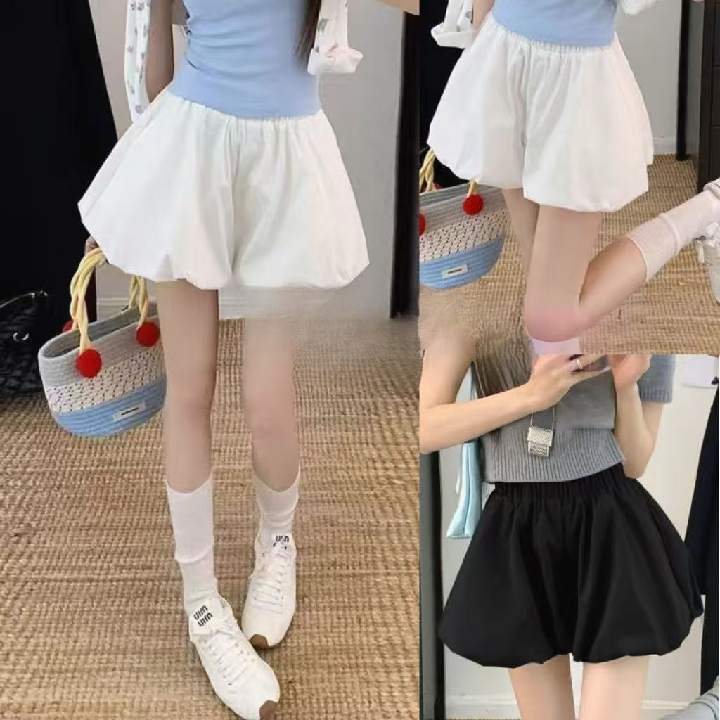 🍧กระโปรงสั้นทรงบอลลูนผู้หญิง🍧 กระโปรงมินิมอล กระโปรงบอลลูนแบบสั้น มีซับในกางเกงเอวยางยืด