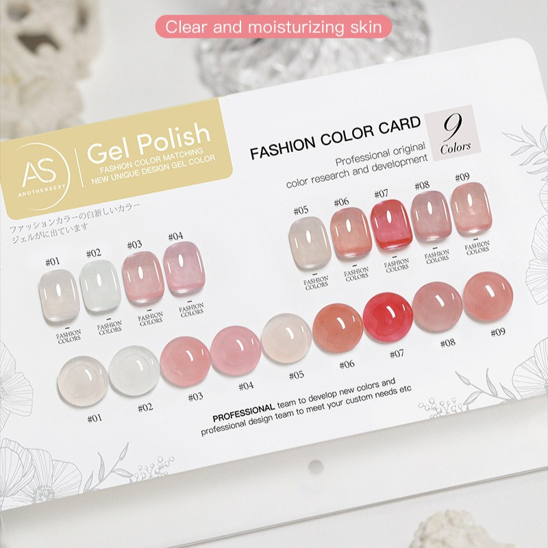 ASฝาแหลม สีเจลทาเล็บ ยาทาเล็บเจล Jelly Gel Series เจลกึ่งโปร่งใส เจลลี่โทนชมพู-นู้ด 9 เฉดสี (ABX) -NT nail