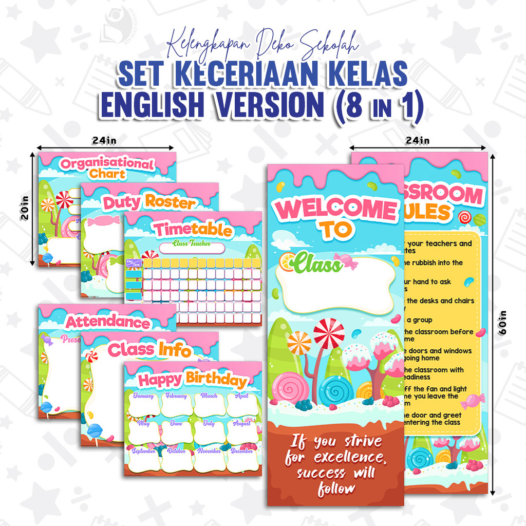 1DayShip 8in1 - Class Fun Set (ฉบับภาษาอังกฤษ) (KK 01-77) กระดานคําถาม / ตารางเวลา / ผ้าใบกันน้ําหนา