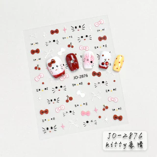 สติ๊กเกอร์ติดเล็บ ตกแต่งเล็บ Hello Kitty สีสันสดใส Emoji Bow การ์ตูนน่ารักหวาน KOUDAN
