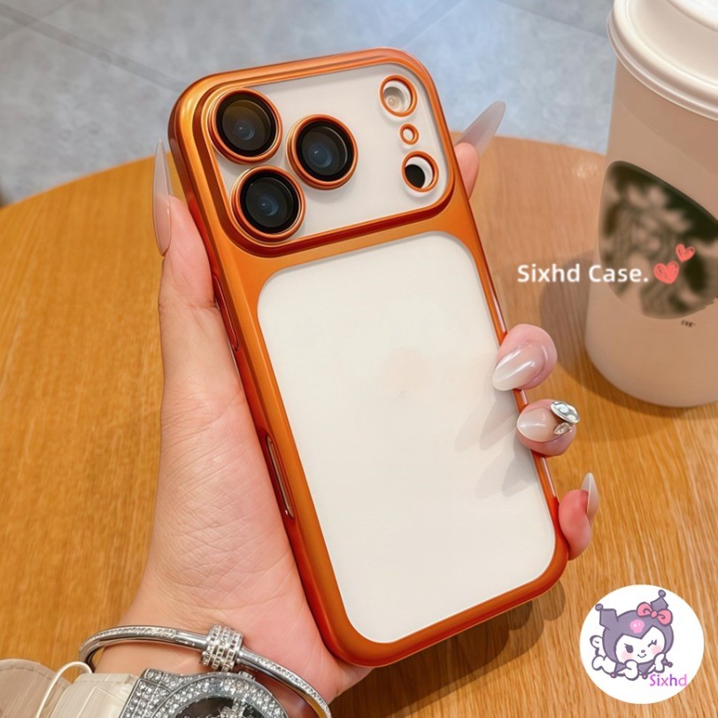 [เปลี่ยนทันทีใน 17] Universe Orange High-end Matte Plated สําหรับ iPhone 16 ProMax เหมาะสําหรับ iPhone 11 14 15 17 Pro Max Anti ลายนิ้วมือ 13 โปร่งใส Anti Drop Cover