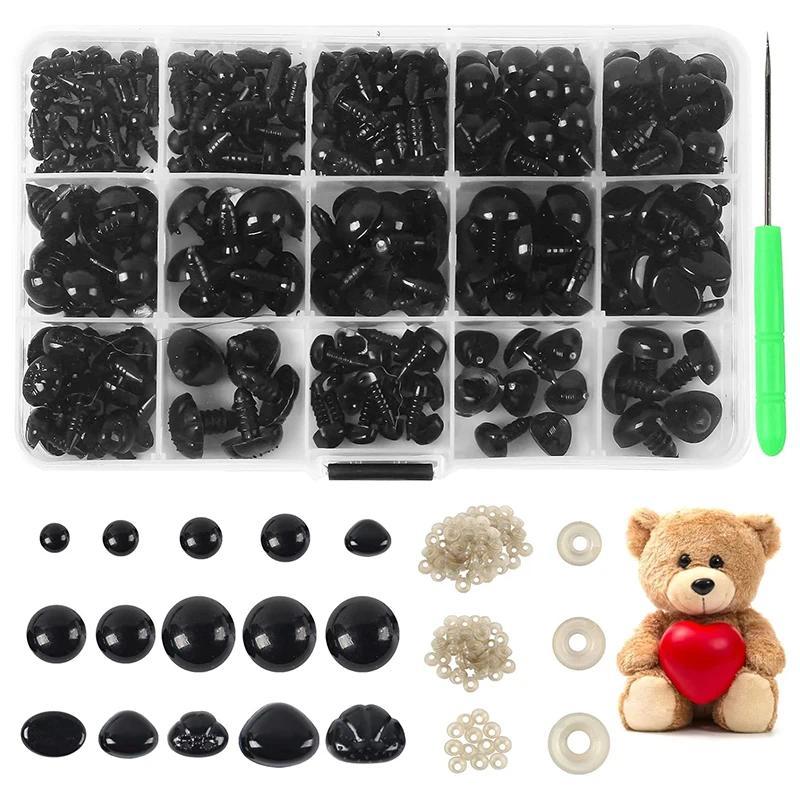 566PCS ความปลอดภัยตาและจมูกยัดไส้โครเชต์ตาพร้อมเครื่องซักผ้าหัตถกรรมตุ๊กตาตาและจมูกสําหรับตุ๊กตาหมี,โครเชต์ของเล่นเครื่องประดับ DIY