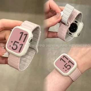 Oxford Pink Starlight Color blocked Strap เหมาะสําหรับ IWatch 49/46/45/44/42/41/40/38mm Loop Magnetic Strap เหมาะสําหรับ Smart Watch 11/SE 3/10/9/8/7/5/Ultra