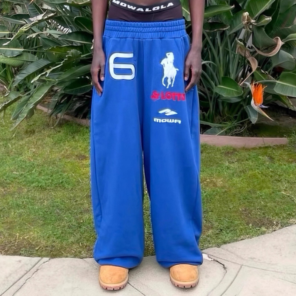 Niche Angel War Horse Embroidery baggy Loose Wide-Leg Sports Sweatpants Retro Joggers for Men and Wo