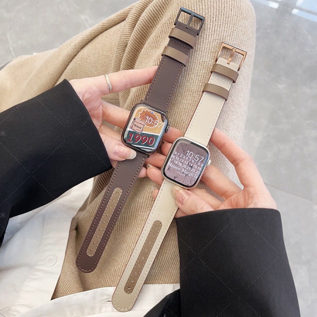 ZMZ สายนาฬิกา Smartwatch สายหนังนุ่มทูโทน ขนาด 38/40/41/(S10)42mm 42/44/45/46/49mm