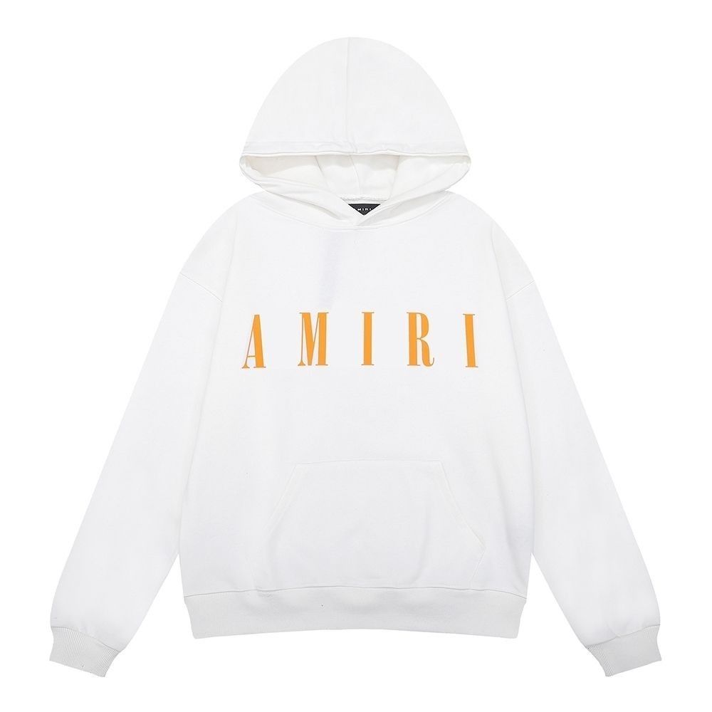 AMIRI Simple LOGO เสื้อฮู้ดเตอรี่ทำจากผ้าฝ้ายแท้ สำหรับผู้ชายและผู้หญิง