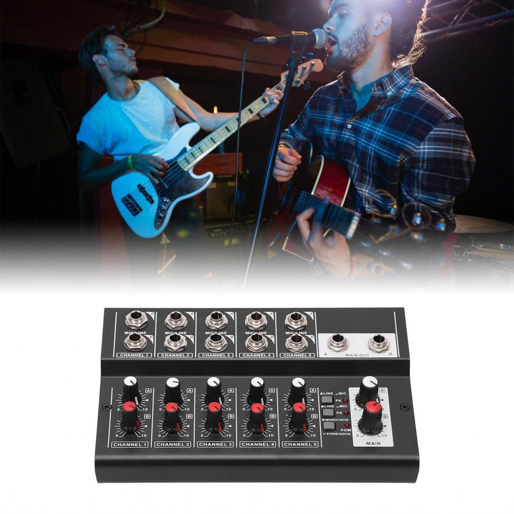 Audios Mixer ไมโครโฟน อินพุต 10 ช่องคอนโซลผสม 2 เอาต์พุตโลหะสำหรับคาราโอเกะ