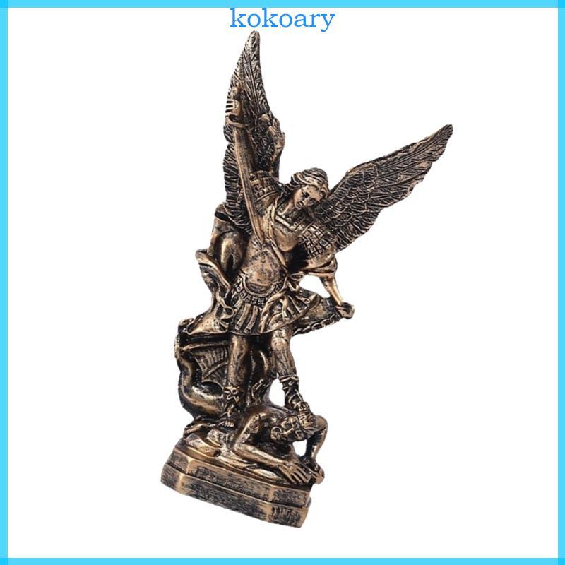 KOK Archangel Miguel ศาสนารูปปั้น 5 12 นิ้ว Miguel Battle ประติมากรรมศาสนาสะสมสําหรับตกแต่งบ้าน